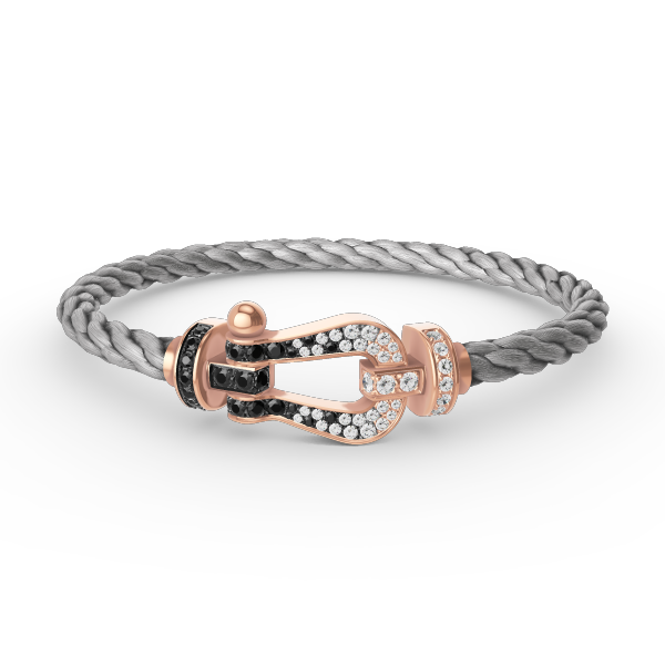 [Lumi Jewelry]FORCE LARGE HORSESHOE BLACK WHITE DIAMOND BRACELET ROSE GOLD