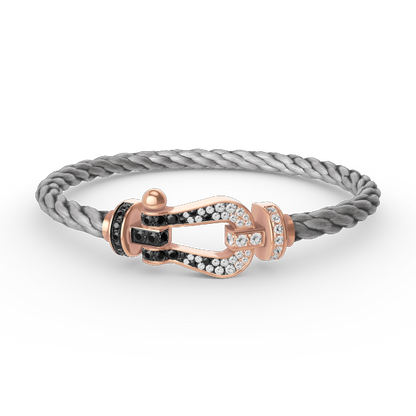 [Lumi Jewelry]FORCE LARGE HORSESHOE BLACK WHITE DIAMOND BRACELET ROSE GOLD
