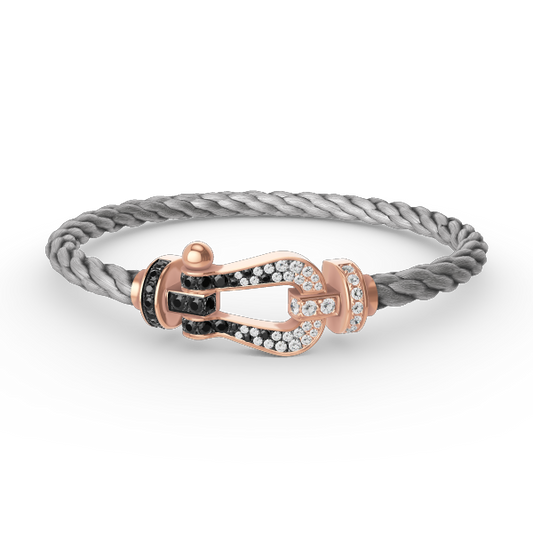 [Lumi Jewelry]FORCE LARGE HORSESHOE BLACK WHITE DIAMOND BRACELET ROSE GOLD