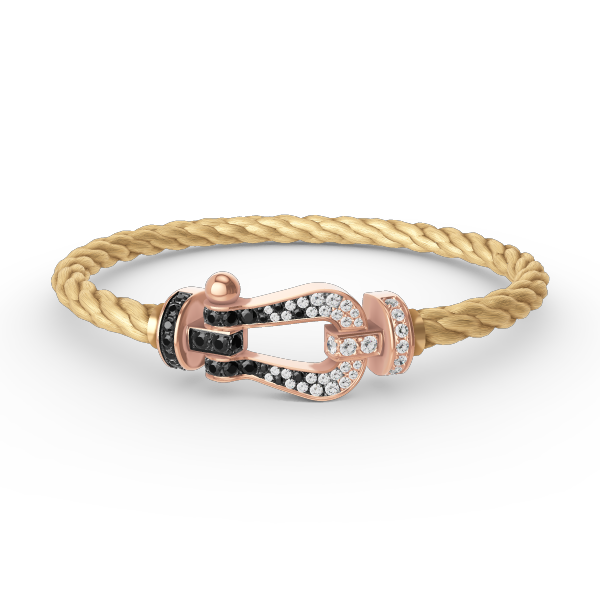 [Lumi Jewelry]FORCE LARGE HORSESHOE BLACK WHITE DIAMOND BRACELET ROSE GOLD