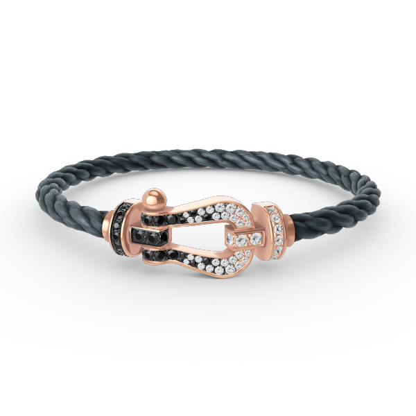 [Lumi Jewelry]FORCE LARGE HORSESHOE BLACK WHITE DIAMOND BRACELET ROSE GOLD