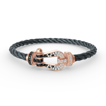 [Lumi Jewelry]FORCE LARGE HORSESHOE BLACK WHITE DIAMOND BRACELET ROSE GOLD
