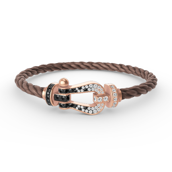 [Lumi Jewelry]FORCE LARGE HORSESHOE BLACK WHITE DIAMOND BRACELET ROSE GOLD