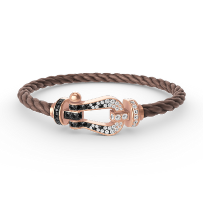 [Lumi Jewelry]FORCE LARGE HORSESHOE BLACK WHITE DIAMOND BRACELET ROSE GOLD