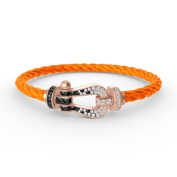 [Lumi Jewelry]FORCE LARGE HORSESHOE BLACK WHITE DIAMOND BRACELET ROSE GOLD