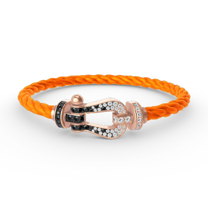 [Lumi Jewelry]FORCE LARGE HORSESHOE BLACK WHITE DIAMOND BRACELET ROSE GOLD