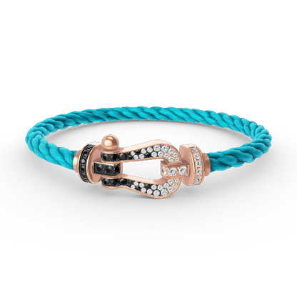 [Lumi Jewelry]FORCE LARGE HORSESHOE BLACK WHITE DIAMOND BRACELET ROSE GOLD