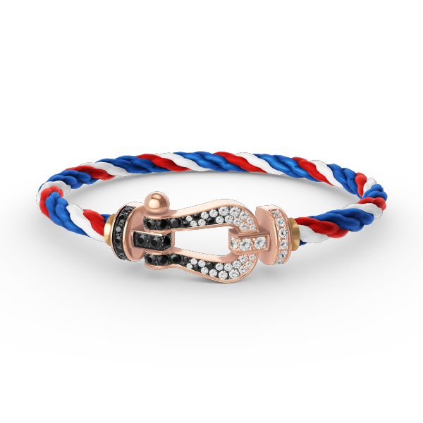 [Lumi Jewelry]FORCE LARGE HORSESHOE BLACK WHITE DIAMOND BRACELET ROSE GOLD