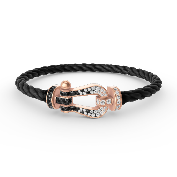 [Lumi Jewelry]FORCE LARGE HORSESHOE BLACK WHITE DIAMOND BRACELET ROSE GOLD