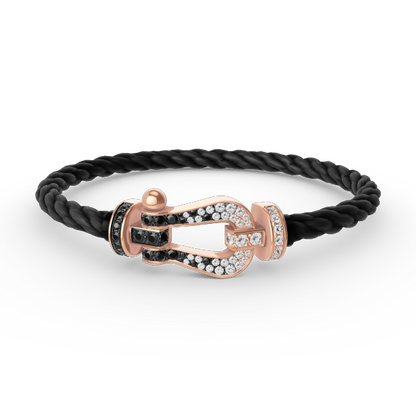[Lumi Jewelry]FORCE LARGE HORSESHOE BLACK WHITE DIAMOND BRACELET ROSE GOLD