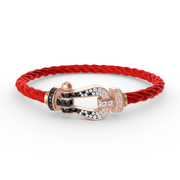 [Lumi Jewelry]FORCE LARGE HORSESHOE BLACK WHITE DIAMOND BRACELET ROSE GOLD