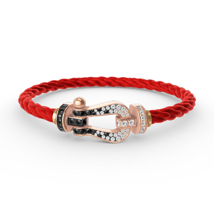 [Lumi Jewelry]FORCE LARGE HORSESHOE BLACK WHITE DIAMOND BRACELET ROSE GOLD
