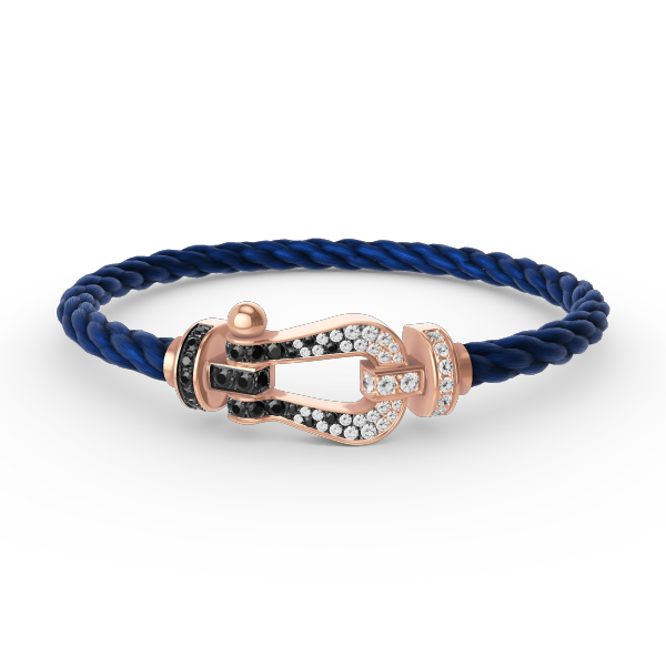 [Lumi Jewelry]FORCE LARGE HORSESHOE BLACK WHITE DIAMOND BRACELET ROSE GOLD