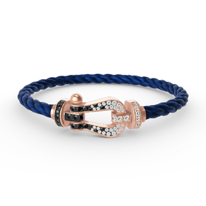 [Lumi Jewelry]FORCE LARGE HORSESHOE BLACK WHITE DIAMOND BRACELET ROSE GOLD