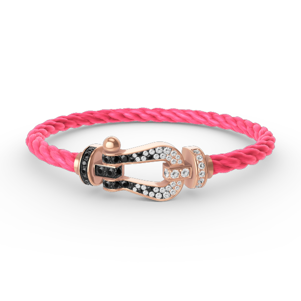 [Lumi Jewelry]FORCE LARGE HORSESHOE BLACK WHITE DIAMOND BRACELET ROSE GOLD