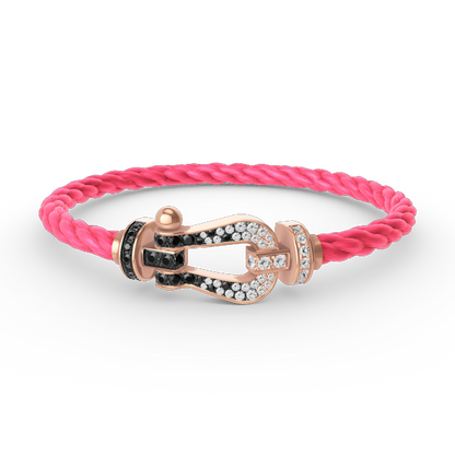 [Lumi Jewelry]FORCE LARGE HORSESHOE BLACK WHITE DIAMOND BRACELET ROSE GOLD