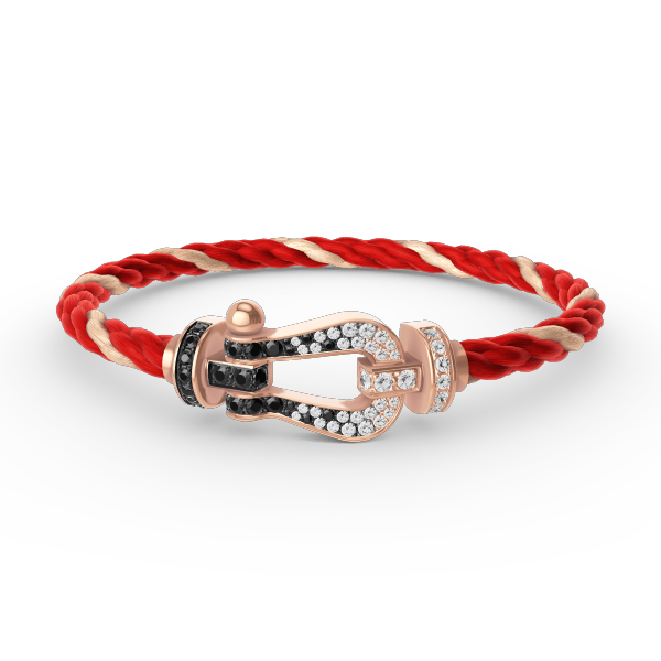 [Lumi Jewelry]FORCE LARGE HORSESHOE BLACK WHITE DIAMOND BRACELET ROSE GOLD