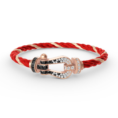 [Lumi Jewelry]FORCE LARGE HORSESHOE BLACK WHITE DIAMOND BRACELET ROSE GOLD