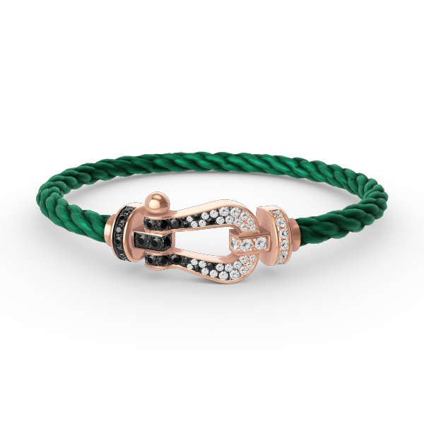 [Lumi Jewelry]FORCE LARGE HORSESHOE BLACK WHITE DIAMOND BRACELET ROSE GOLD
