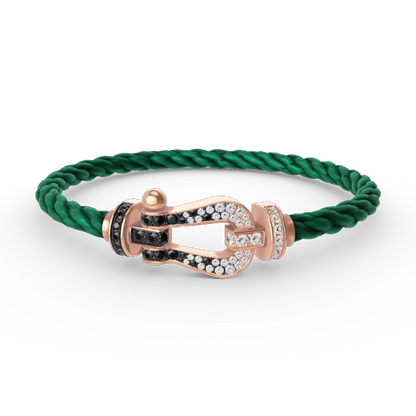 [Lumi Jewelry]FORCE LARGE HORSESHOE BLACK WHITE DIAMOND BRACELET ROSE GOLD