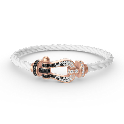 [Lumi Jewelry]FORCE LARGE HORSESHOE BLACK WHITE DIAMOND BRACELET ROSE GOLD