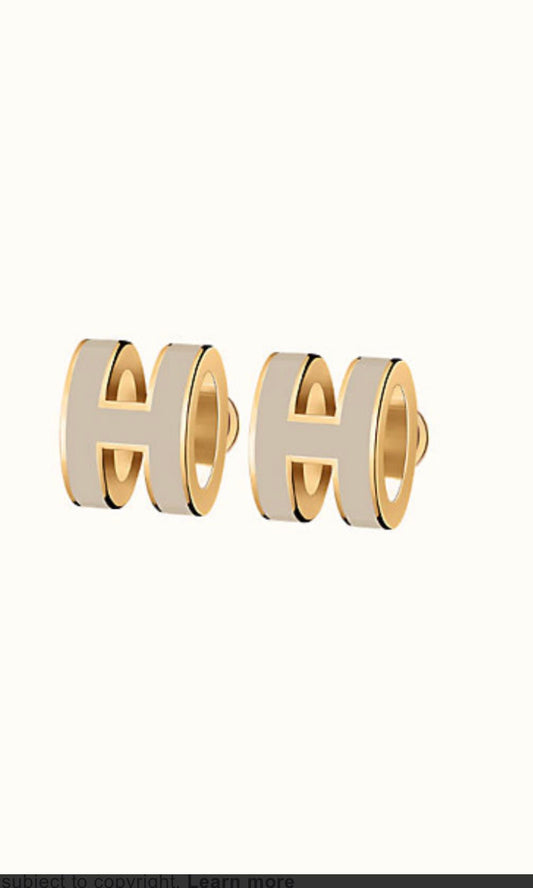 [Lumi Jewelry]MINI POP H GOLD EARRINGS GREY