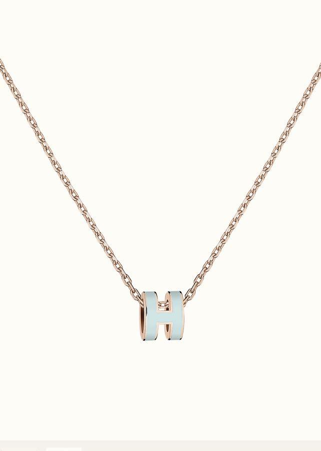 [Lumi Jewelry]POP H LIGHT BLUE NECKLACE