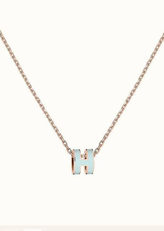 [Lumi Jewelry]POP H LIGHT BLUE NECKLACE