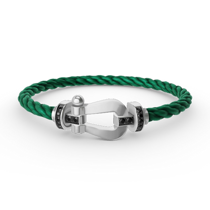 [Lumi Jewelry]FORCE LARGE HORSESHOE BLACK DIAMOND BRACELET SILVER