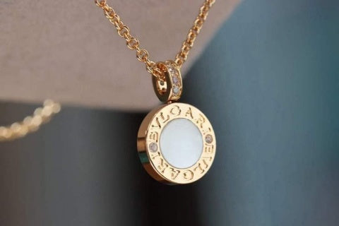 [Lumi Jewelry]Reversible Onyx MOP Diamond Circle Pendant Necklace