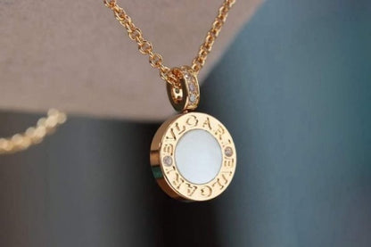 [Lumi Jewelry]Reversible Onyx MOP Diamond Circle Pendant Necklace