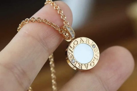 [Lumi Jewelry]Reversible Onyx MOP Diamond Circle Pendant Necklace