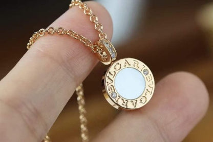 [Lumi Jewelry]Reversible Onyx MOP Diamond Circle Pendant Necklace