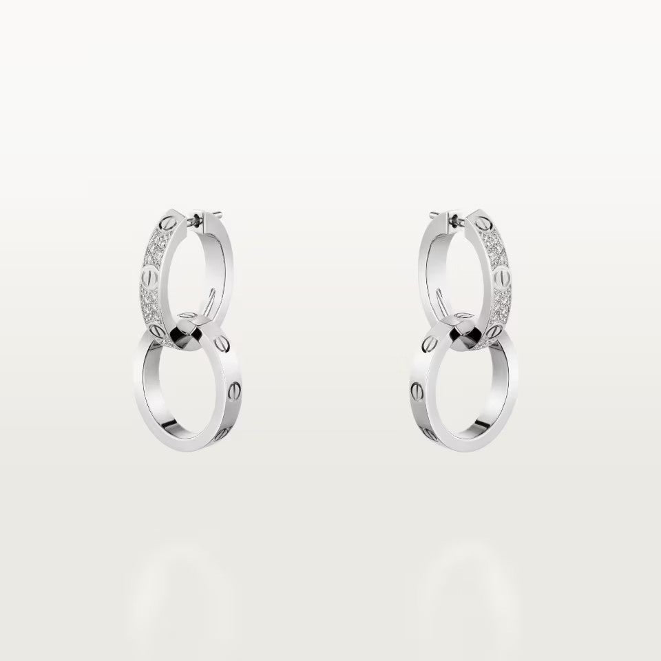 [Lumi Jewelry]LOVE 3.3MM DANGLE HALF DIAMOND EARRINGS