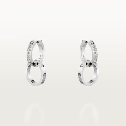 [Lumi Jewelry]LOVE 3.3MM DANGLE HALF DIAMOND EARRINGS