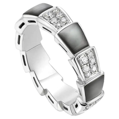 [Lumi Jewelry]SERPENTI RING SILVER DIAMOND BLACK MOP 4MM