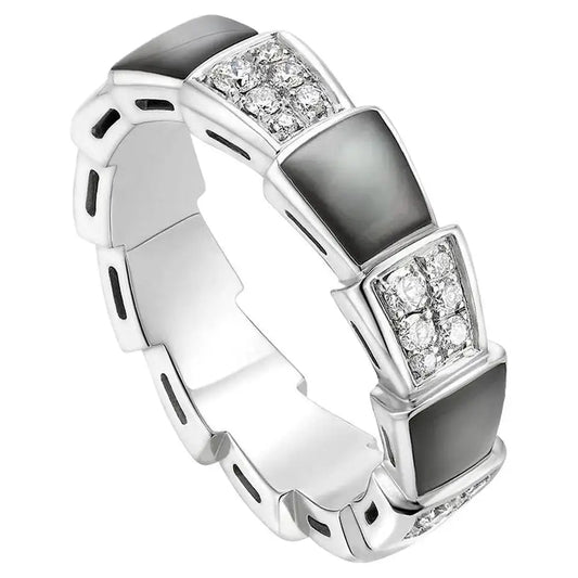 [Lumi Jewelry]SERPENTI RING SILVER DIAMOND BLACK MOP 4MM