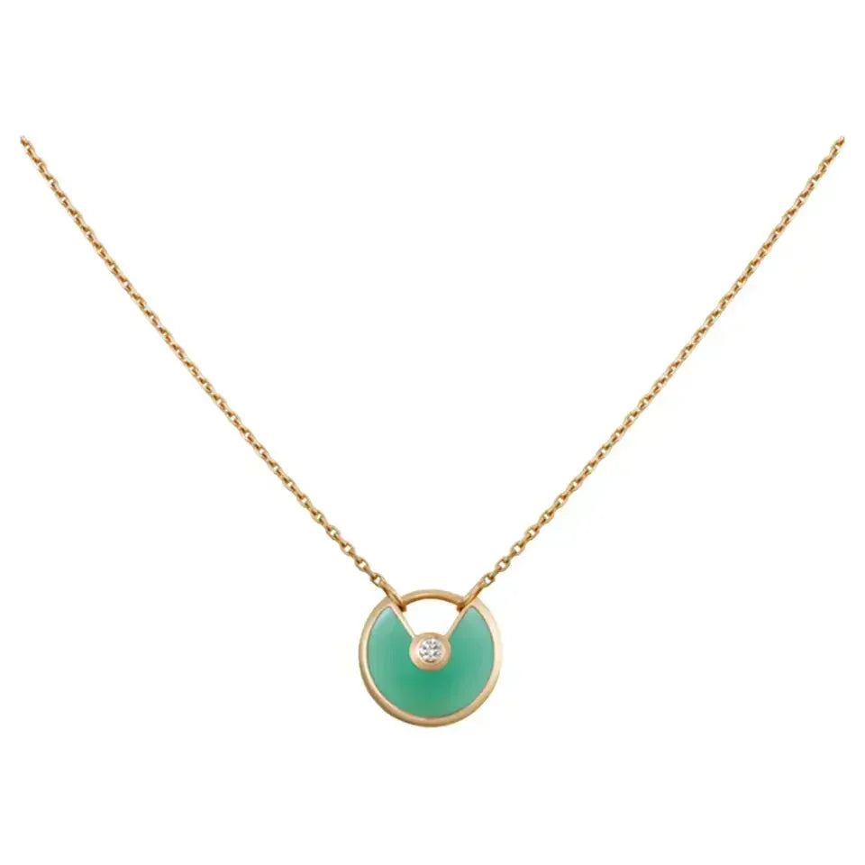 [Lumi Jewelry]AMULETTE GOLD MALACHITE NECKLACE