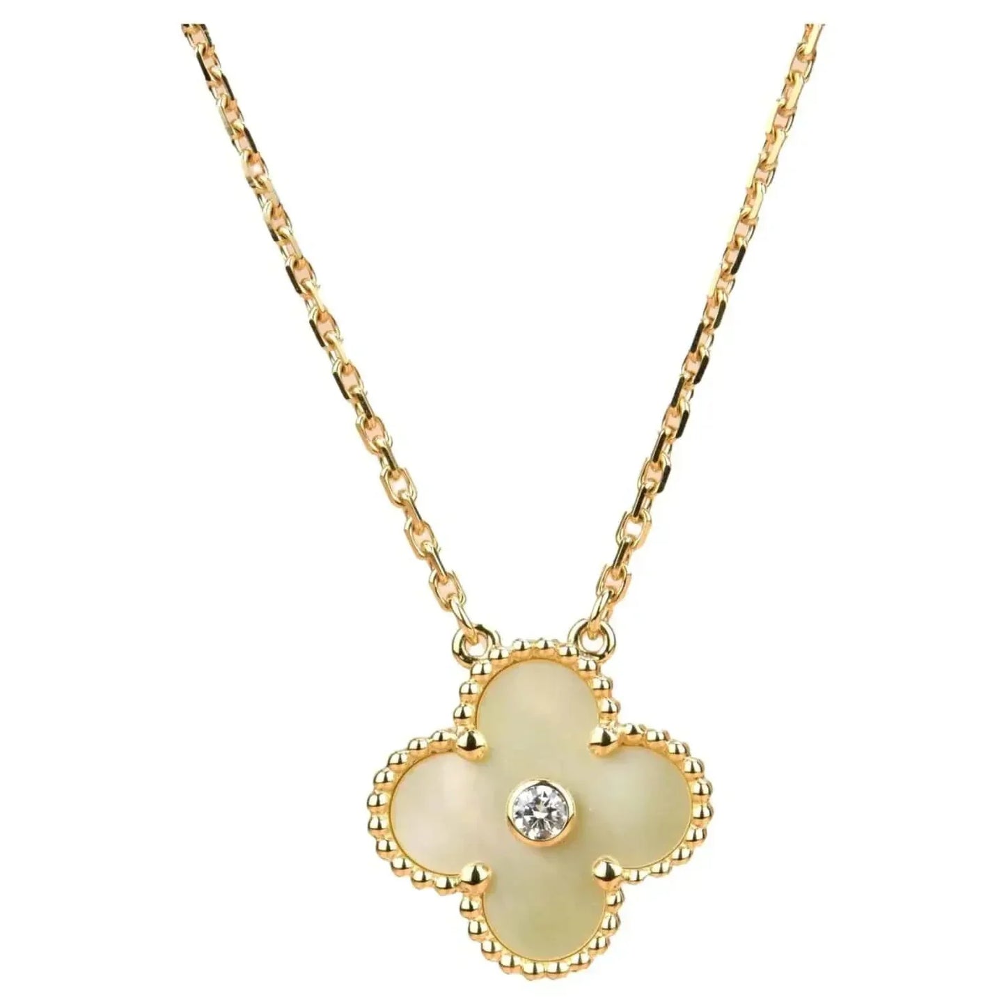 [Lumi Jewelry]CLOVER 15MM DIAMOND GOLD MOTHER OF PEARL NECKLACE