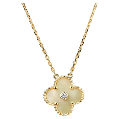 [Lumi Jewelry]CLOVER 15MM DIAMOND GOLD MOTHER OF PEARL NECKLACE