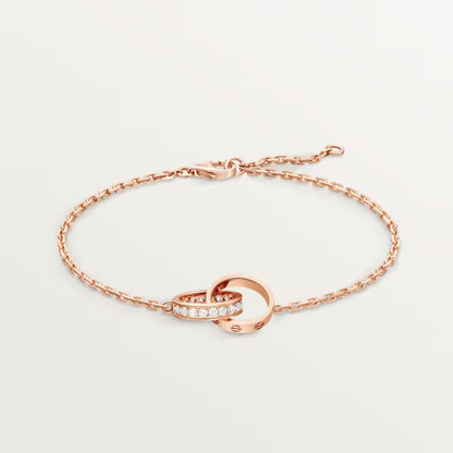 [Lumi Jewelry]LOVE DOUBLE RING HALF DIAMOND BRACELET