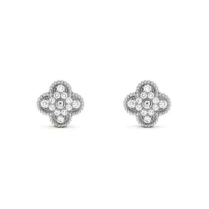 [Lumi Jewelry]CLOVER 1 MOTIFS DIAMOND STUD EARRINGS SILVER
