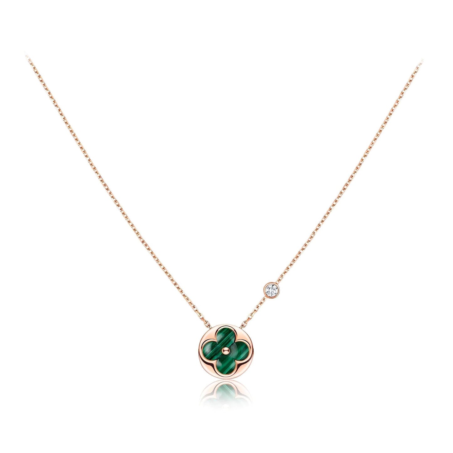 [Lumi Jewelry]SUN PEDANT PINK GOLD 1 DIAMOND NECKLACE