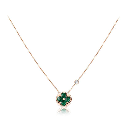 [Lumi Jewelry]SUN PEDANT PINK GOLD 1 DIAMOND NECKLACE