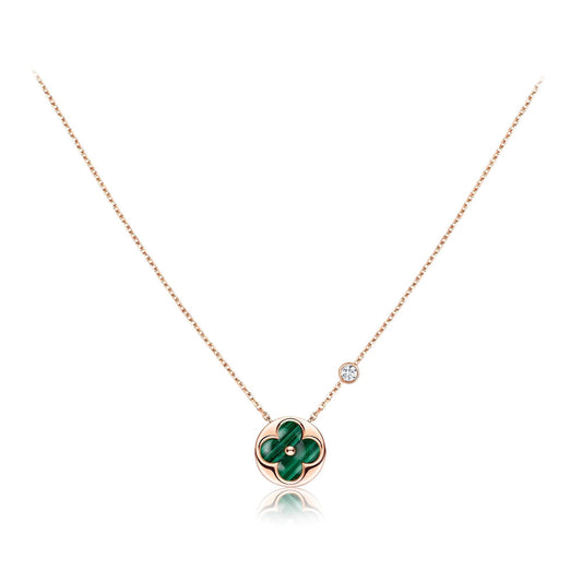 [Lumi Jewelry]SUN PEDANT PINK GOLD 1 DIAMOND NECKLACE