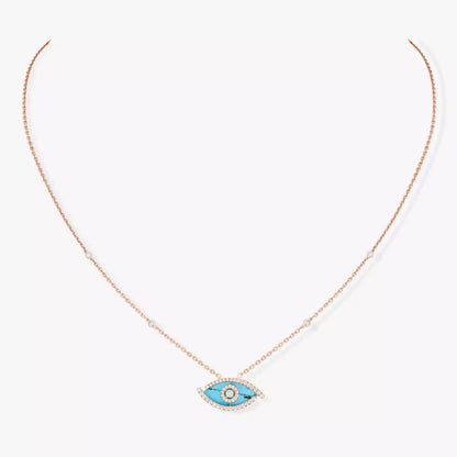 [Lumi Jewelery]Lucky Eye Diamond Necklace in Rose Gold and Turquoise