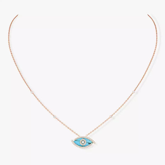 [Lumi Jewelery]Lucky Eye Diamond Necklace in Rose Gold and Turquoise