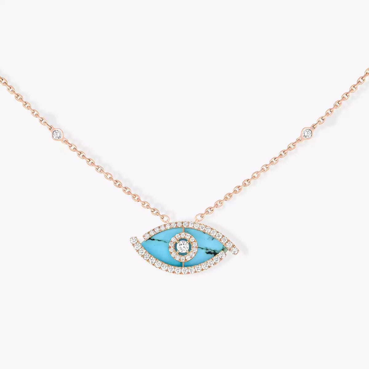 [Lumi Jewelery]Lucky Eye Diamond Necklace in Rose Gold and Turquoise