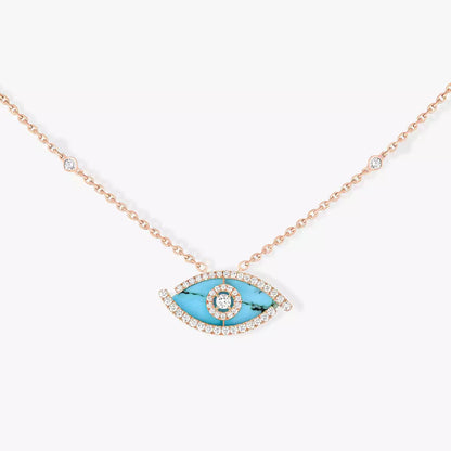 [Lumi Jewelery]Lucky Eye Diamond Necklace in Rose Gold and Turquoise