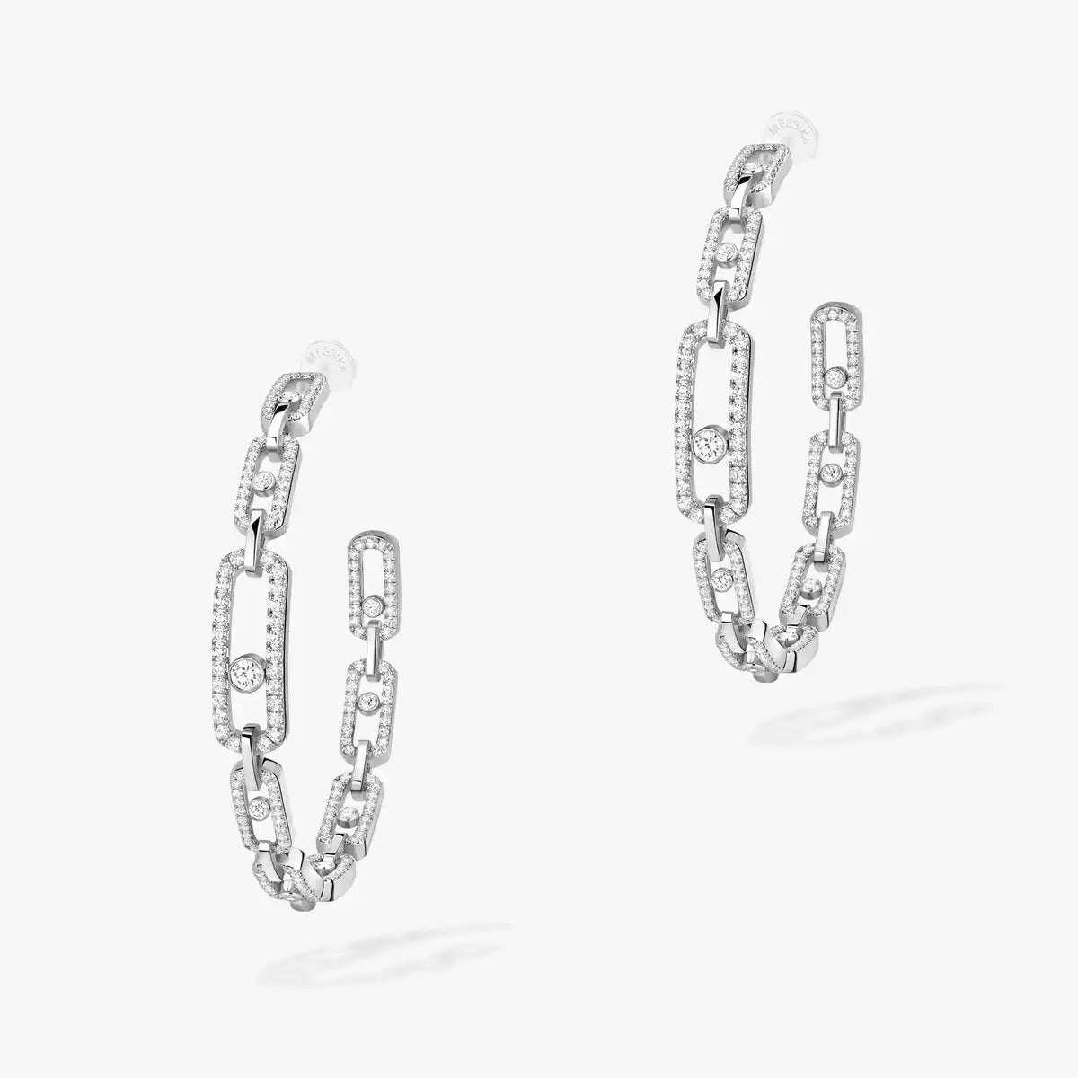 [[Lumi Jewelery]Move Link Diamond Hoop Earrings
